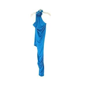 HERE COMES THE SUN Amora Rose Halterneck Maxi Dress - Blue - XS
